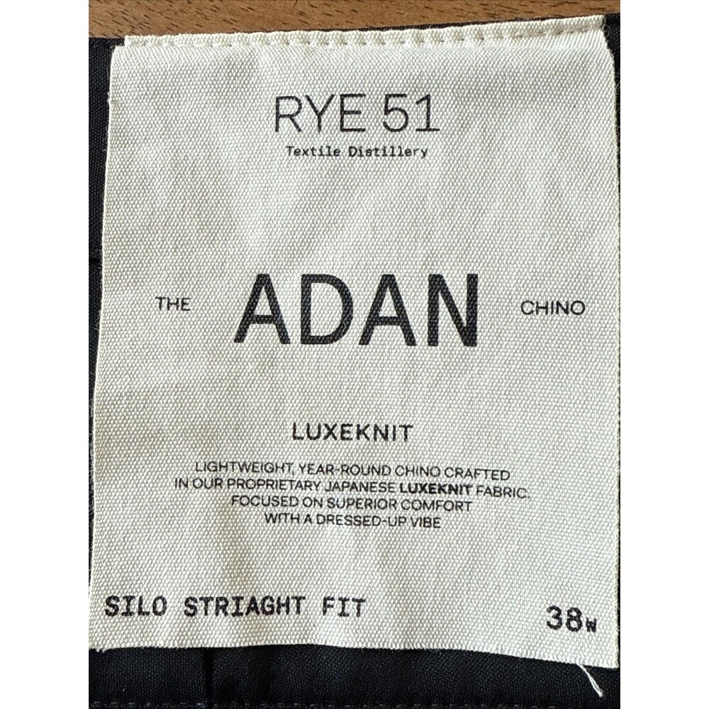 Rye 51 Performance Knit Chino Black 38W Silo Straight‎ Fit LuxeKnit NWT - Picture 5 of 11